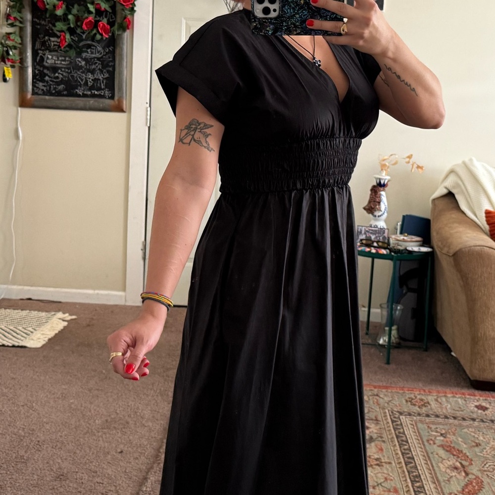 Zara Elegant Black Midi Dress Women’s Size XS